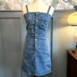 Vintage Y2k Charlotte Russe Denim Sun Dress Size Small‎ Button Down Denim Blue